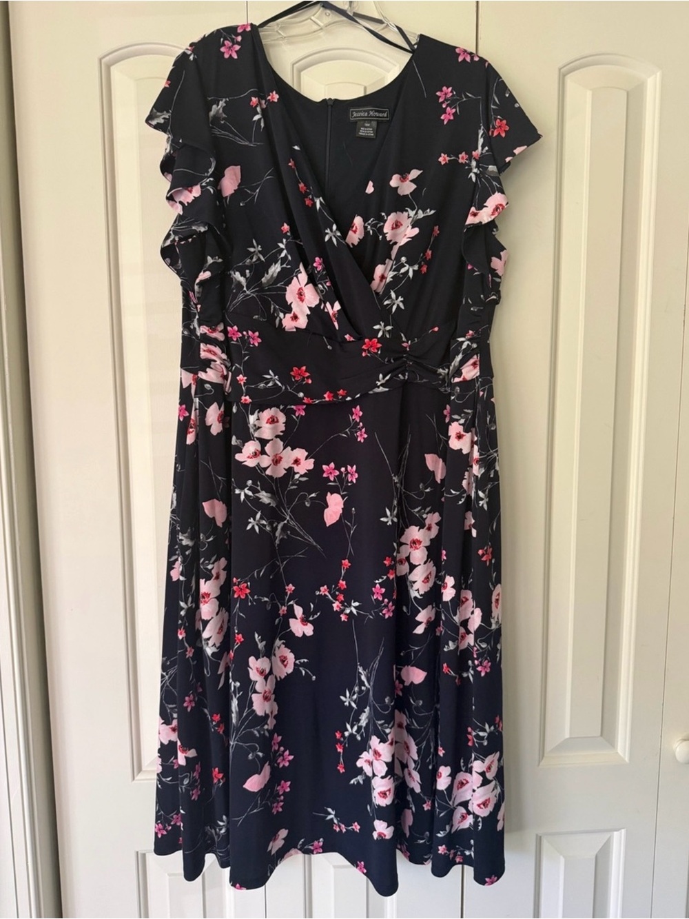 Jessica Howard Dress 22W Navy Pink Floral NWT